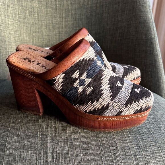 Kork-Ease Shoes - Korks Kork Ease Lori Slip On Fabric Aztec Clog Mule Block Heel Platform Women 7